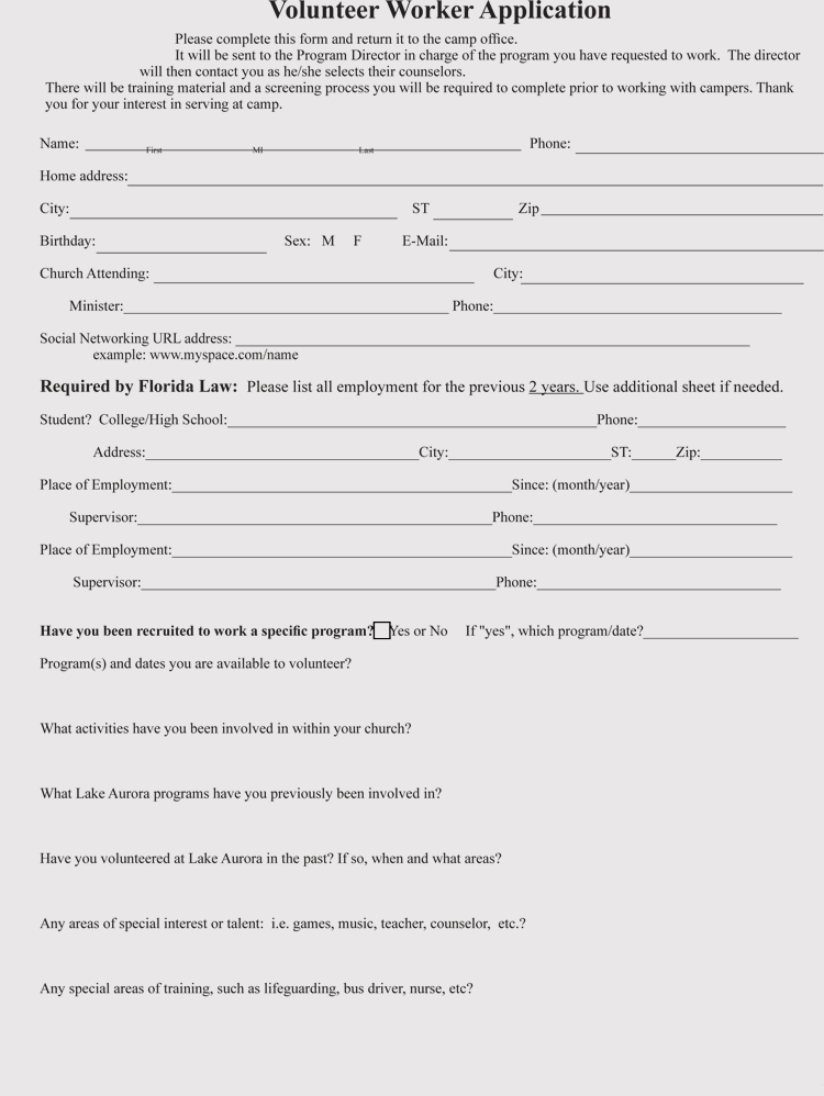 Free Volunteer Application Forms (Templates) Word, PDF