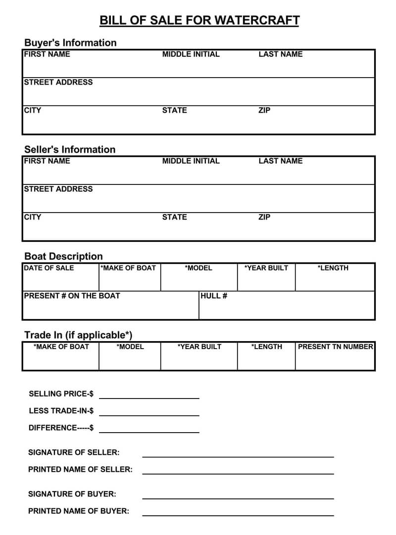 Free Jet Ski Bill of Sale Forms (How to Sell) Word PDF