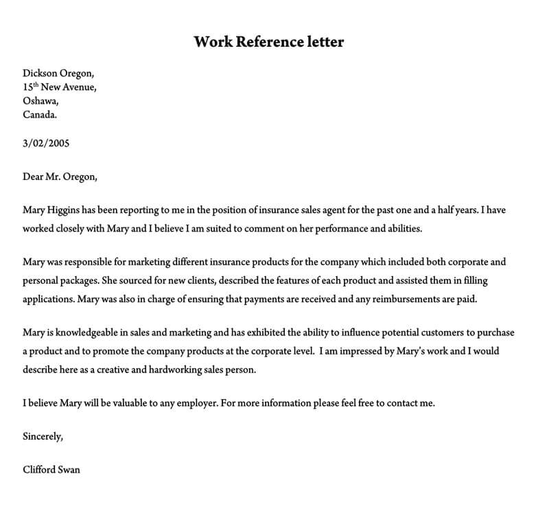 Free character reference letter template for Word