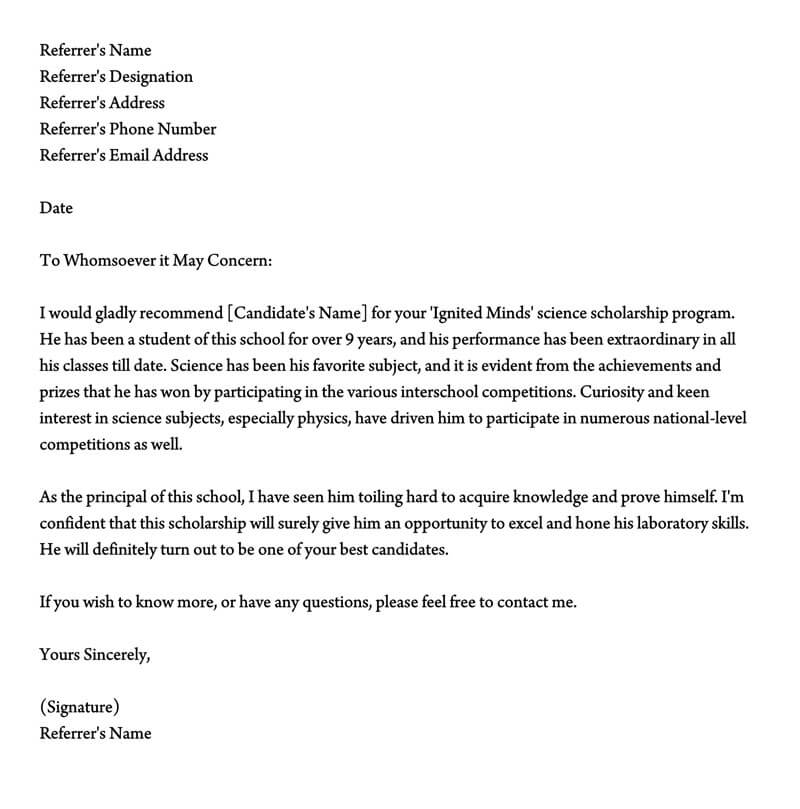 Editable character reference letter sample download