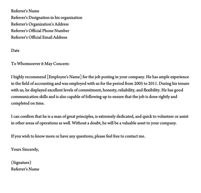 Good Character Reference Letter For Court