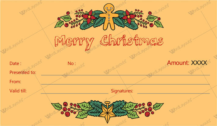 Free Christmas & New Year Gift Certificate Template 13 for Word