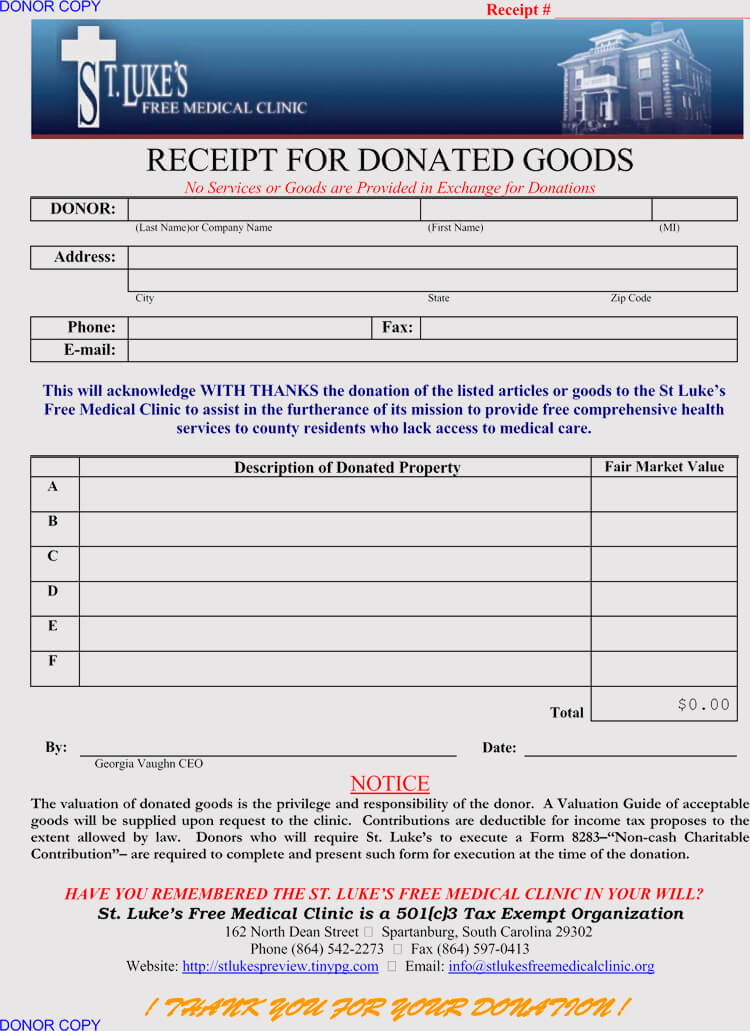 Donation receipt book format template