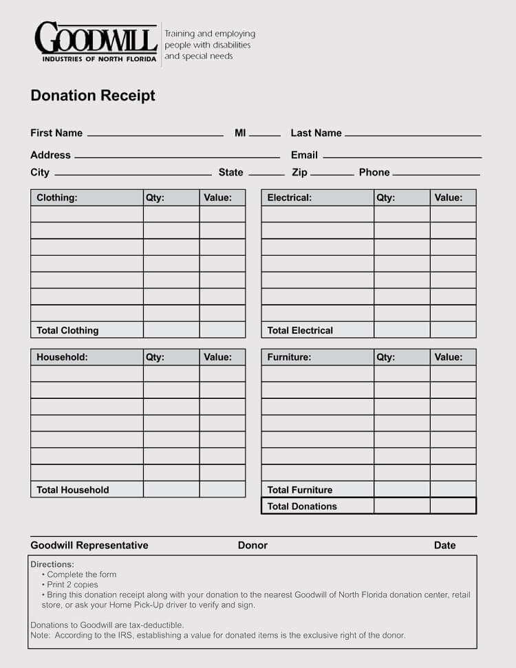 Goodwill Donation Receipt 13 Examples In Word Pdf