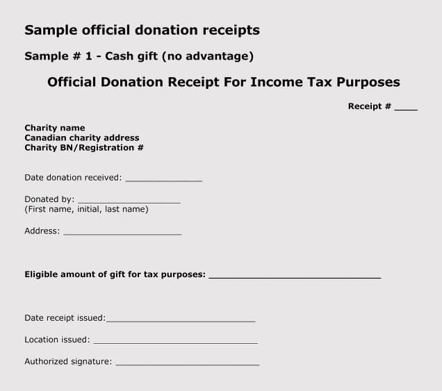 donation receipt for tax purpose template