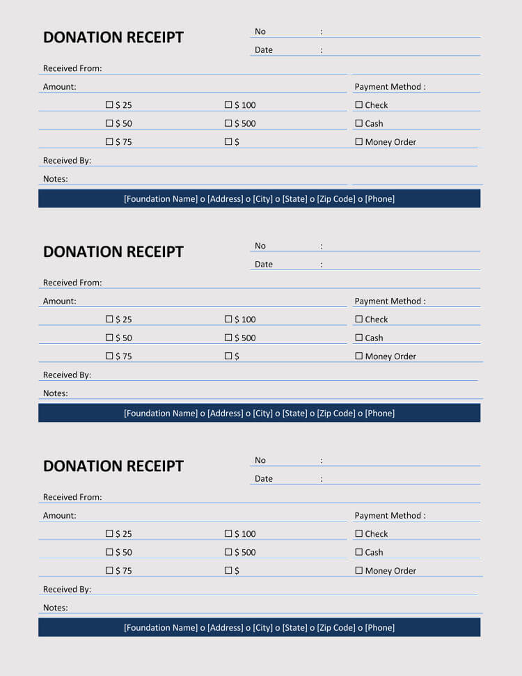 Printable donation receipt template 36