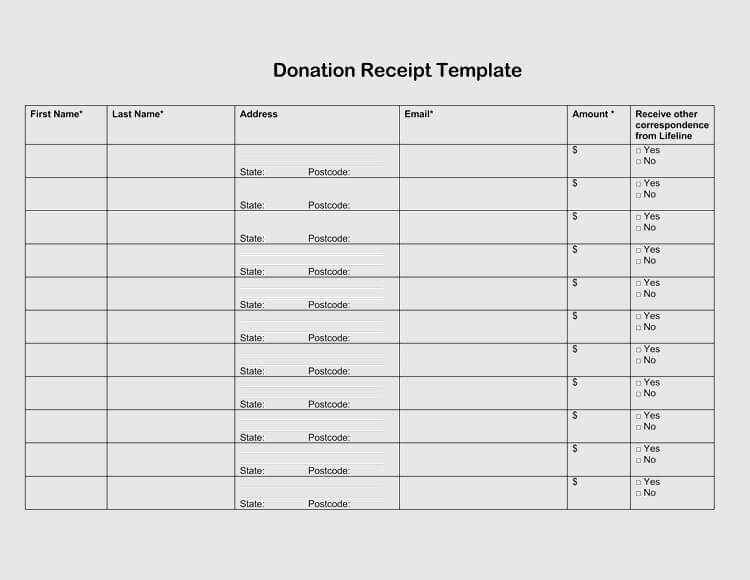 donation receipt template word