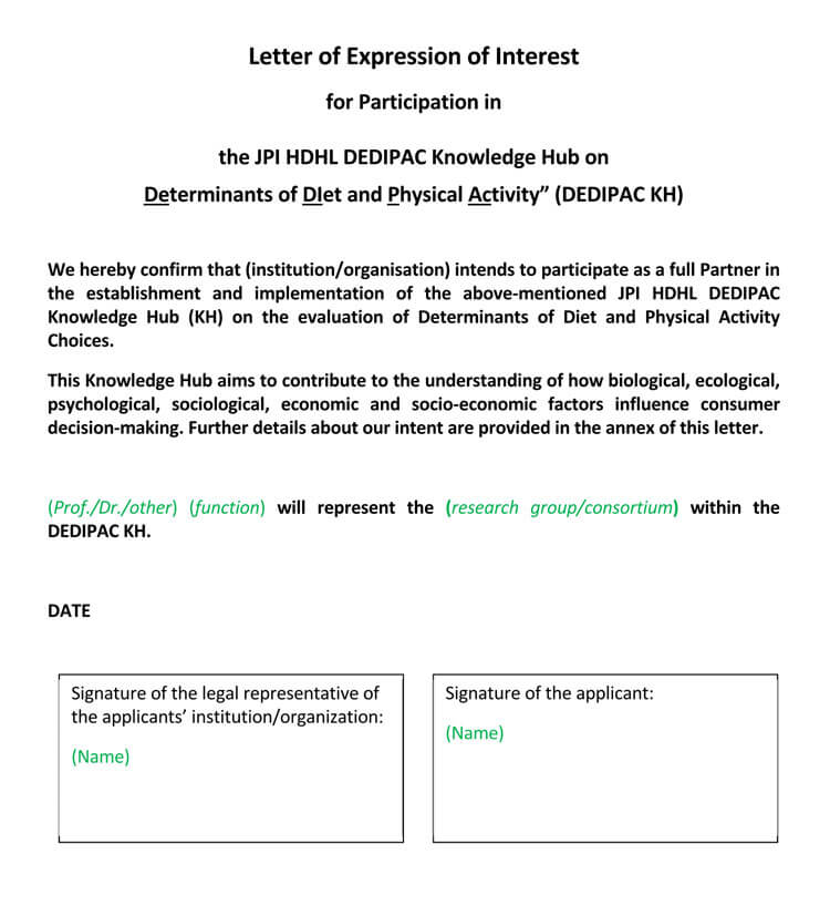 expression of interest letter