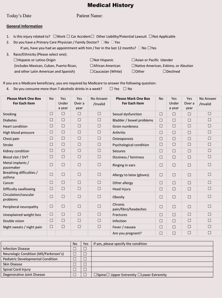 Family Tree Medical History Template