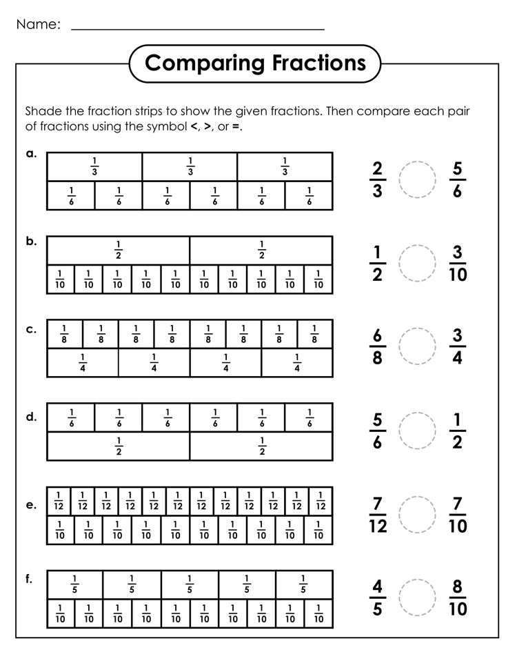 fraction worksheet 6