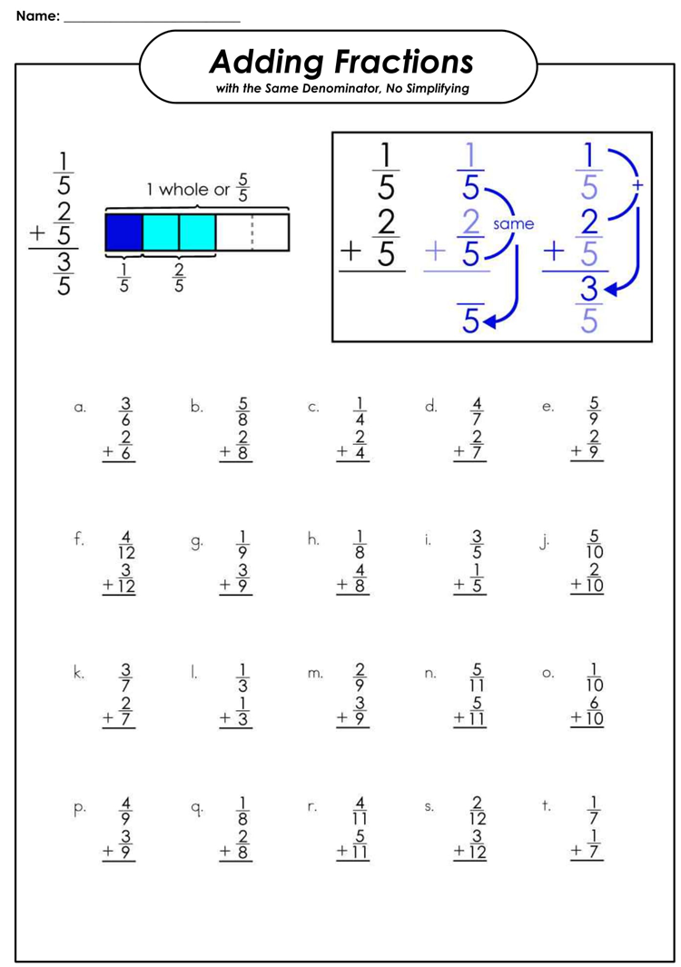 Great fractions worksheets Printable Fraction Worksheets for Practice