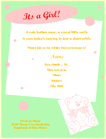 Free Baby Shower Invitation Template 02 for Illustrator