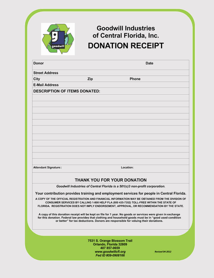 Editable donation receipt template 20