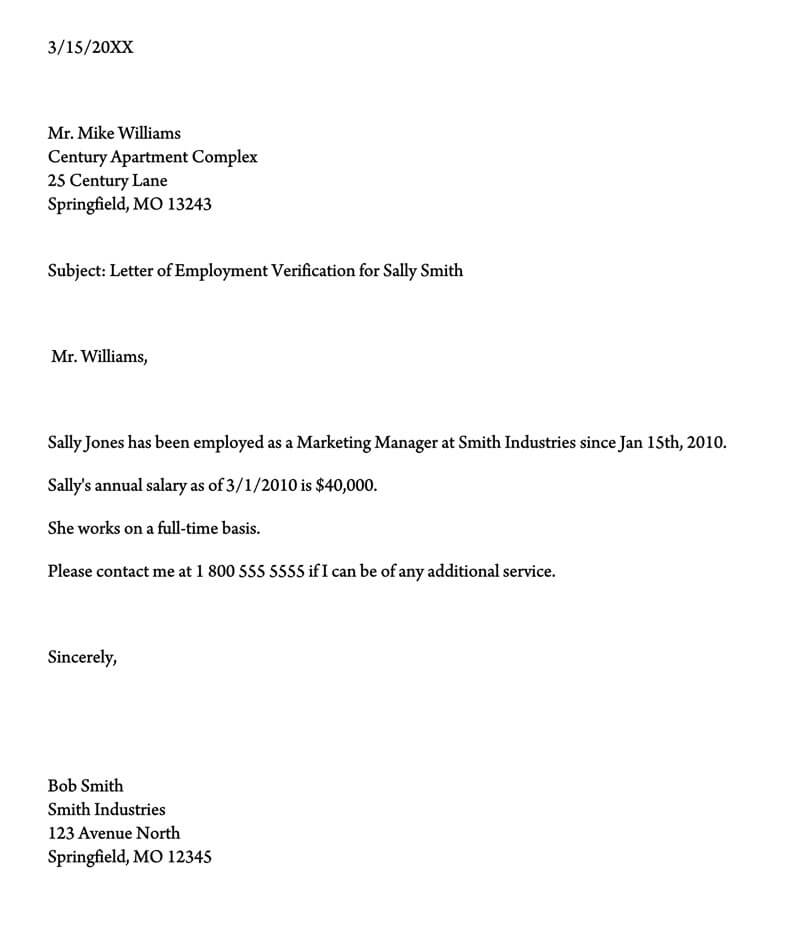 employment verification letter Free template 01