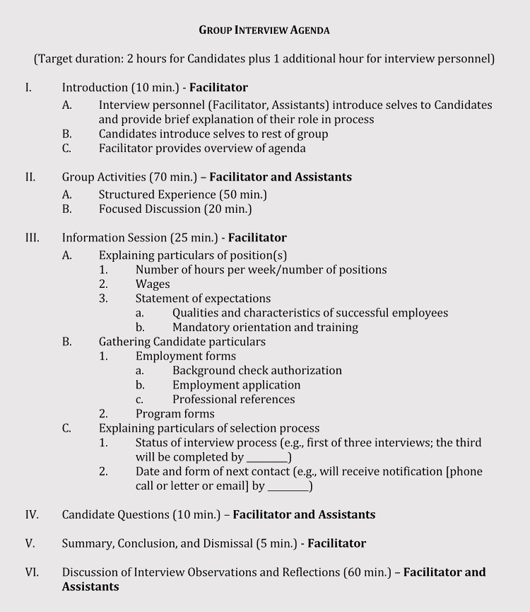 Interview Agenda Definition