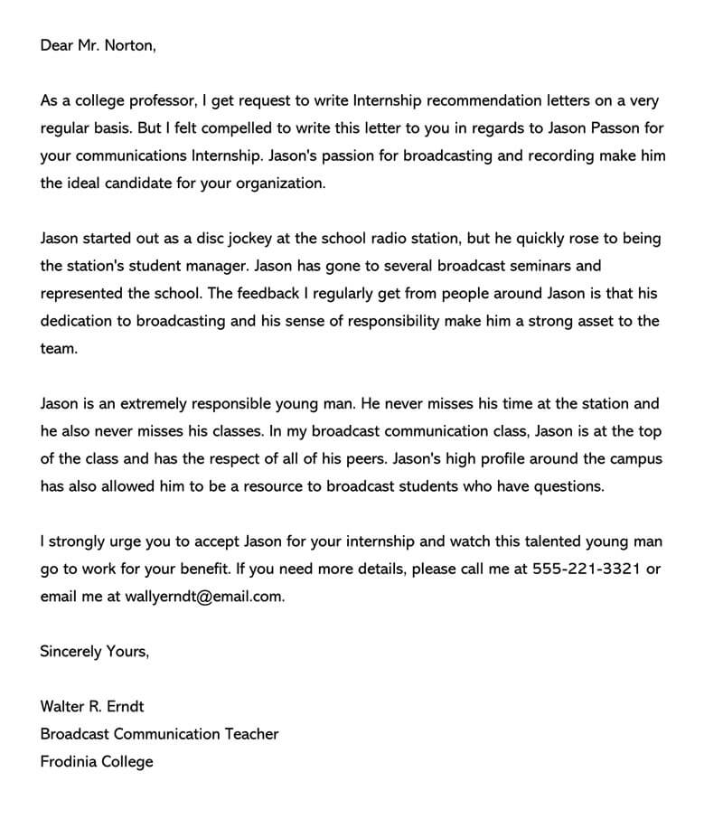 Word format college recommendation letter template 09