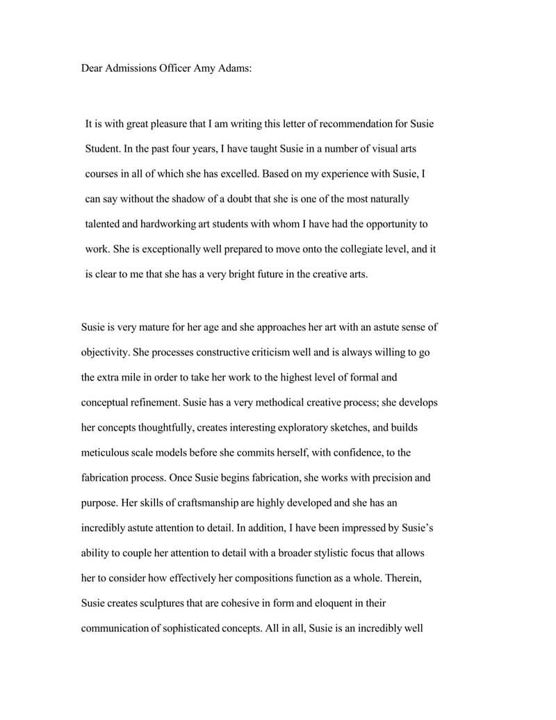 High School Recommendation Letter 12 Sample Letters Templates