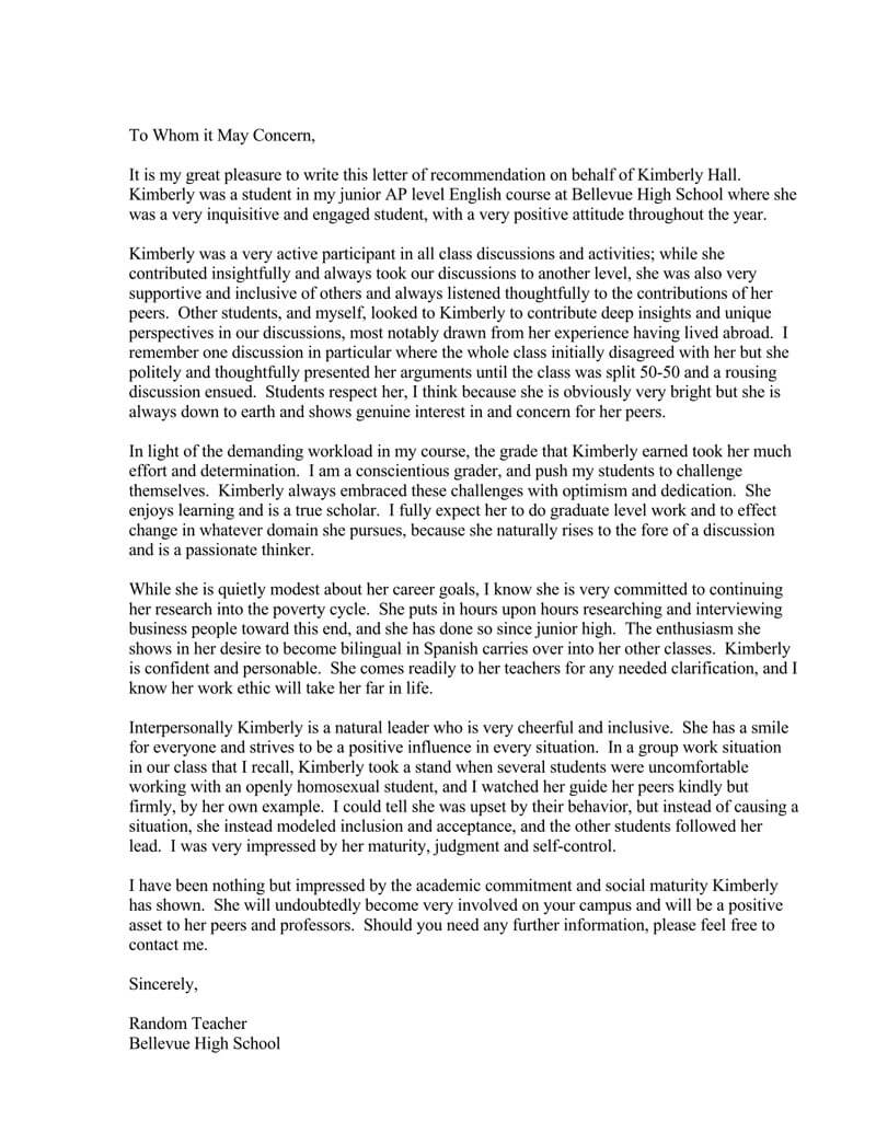 Student Letter Of Recommendation Template from www.wordtemplatesonline.net