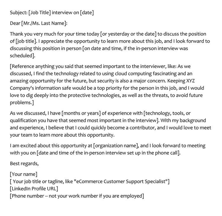 sample thank you email after interview