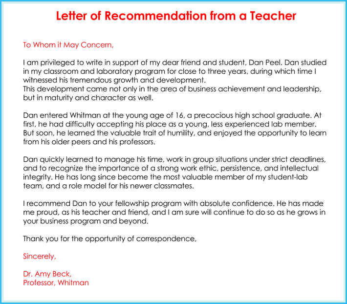 Letter writing to the teacher. Recommendation Letter for pupil from English teachers. Recommendation Letter from Professor. Recommendation Letter from teacher. Reference Letter for a teacher.