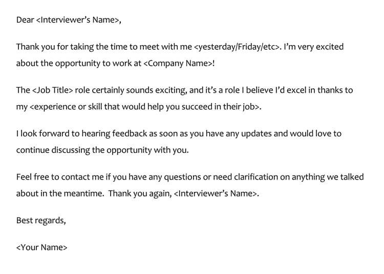 thank you for interview email