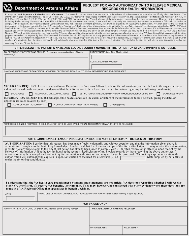 Printable Virginia Medical Records Release Form
