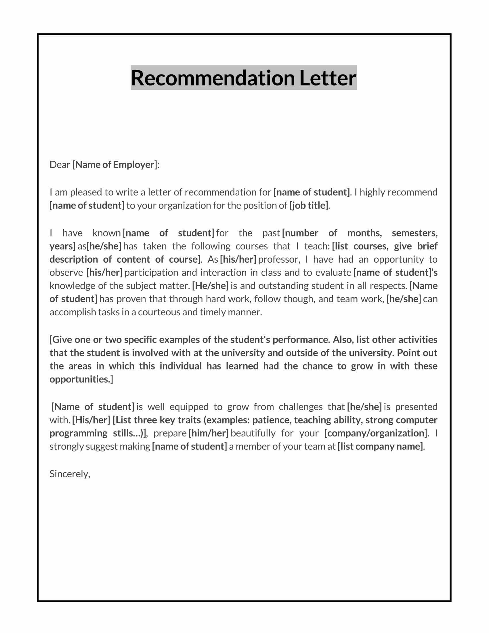 50 Free Letter of Recommendation Templates (Word PDF) 50 Free Letter of Recommendation Templates (Word PDF)