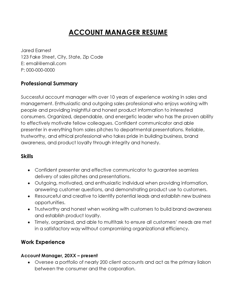 12 Account Manager Resume Examples - Account Manager Resume 01 0x0 