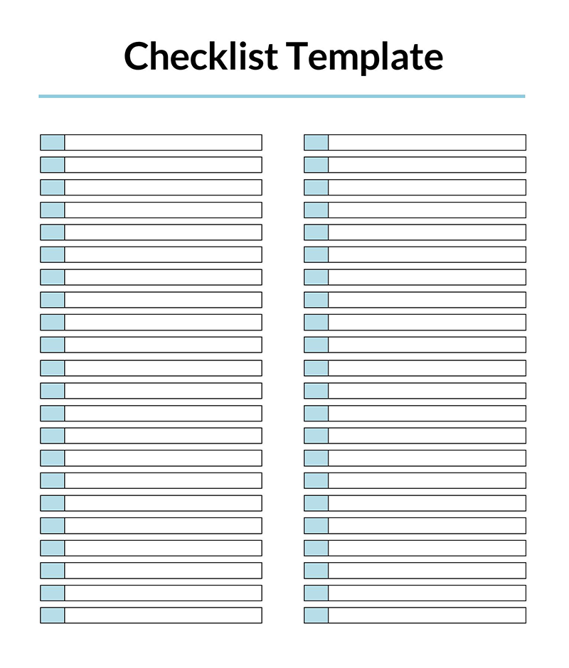 36 Free Checklist Templates - Printable - (Excel - Word)