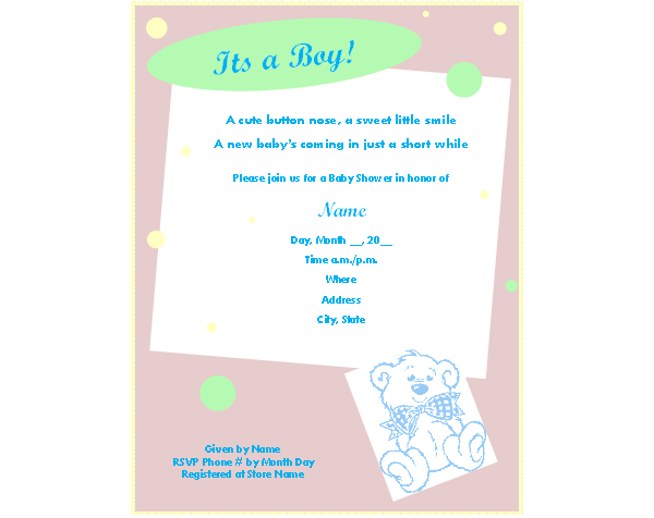 Baby Shower Invitation Template 01