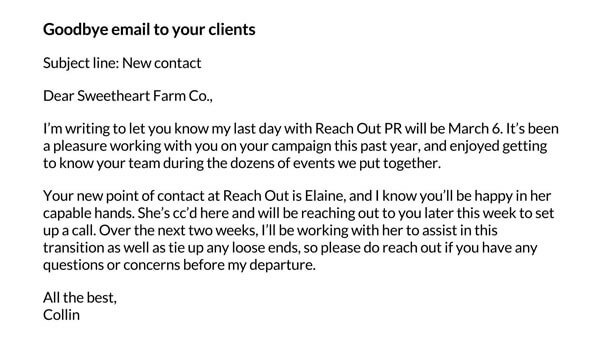 Goodbye Email to Clients