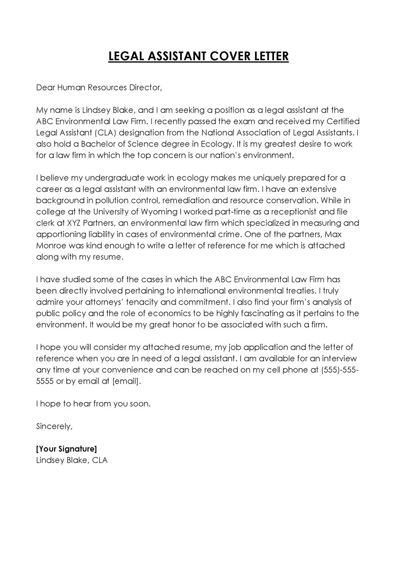 Legal Assistant Cover Letter Examples (Free Templates)