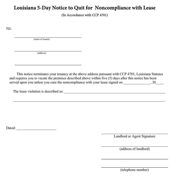 Louisiana (5 Day Notice)