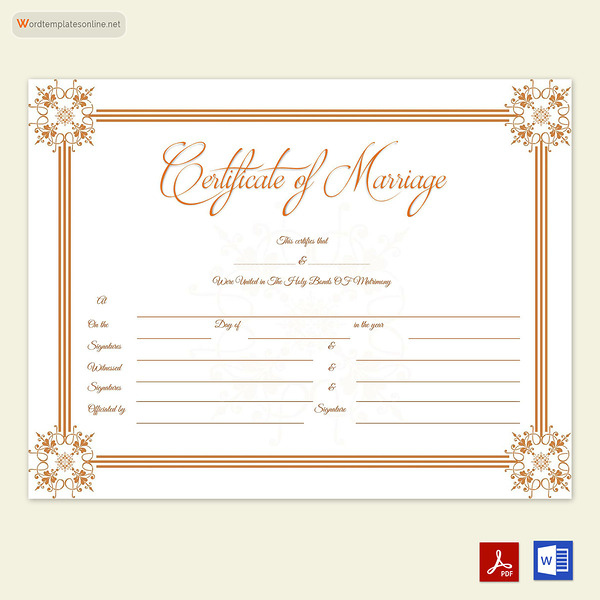 Fake Marriage Certificate Template 02