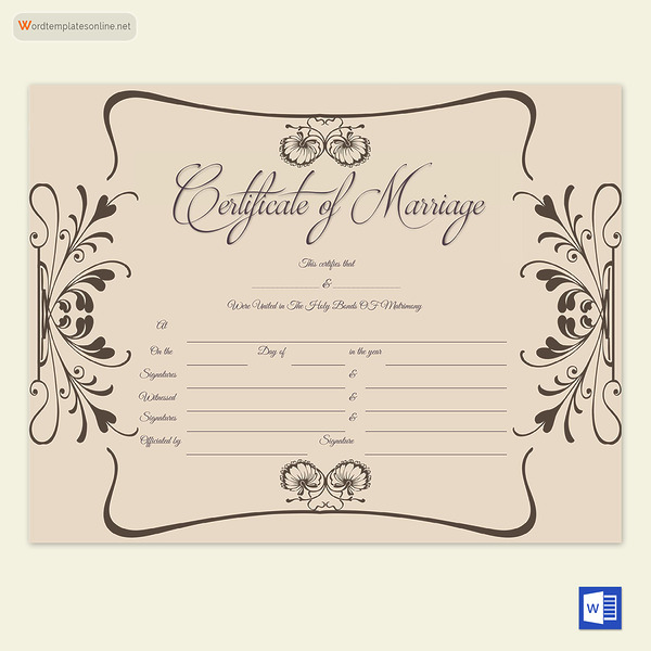 Fake Marriage Certificate Template 03