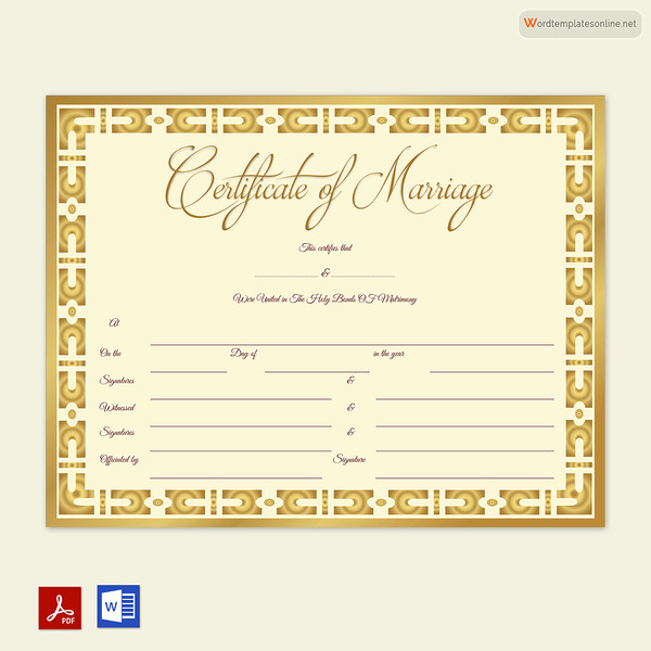 Marriage Certificate Template 52