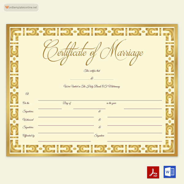 Fake Marriage Certificate Template 04