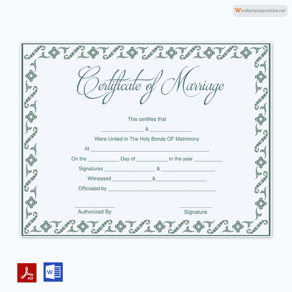 Marriage Certificate Template 54