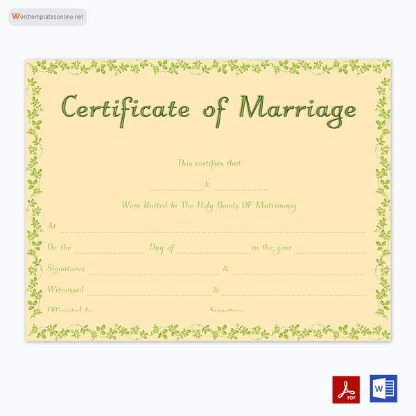 Fake Marriage Certificate Template 08