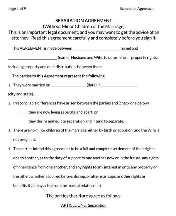 Marriage Separation Agreement 09