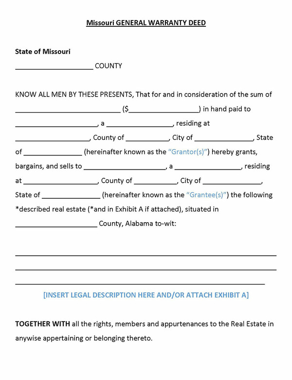 Missouri Deed Form