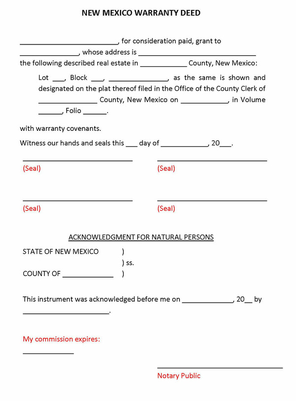 New Mexico Deed Form