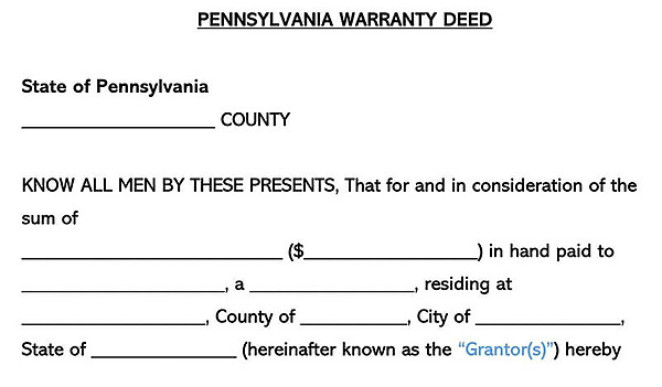 Pennsylvania Deed Form