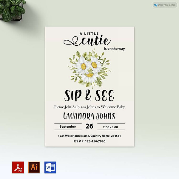 Sip and See Invitation Template 25