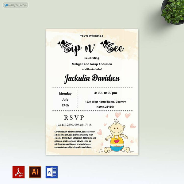 Sip and See Invitation Template 26