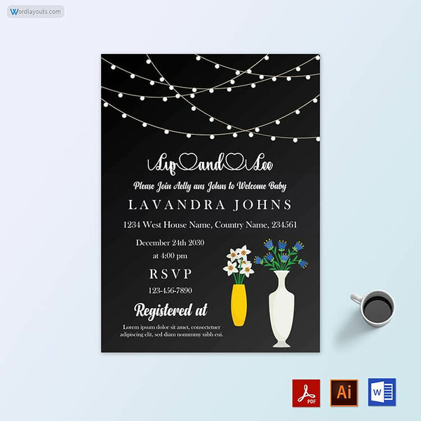 Sip and See Invitation Template 20