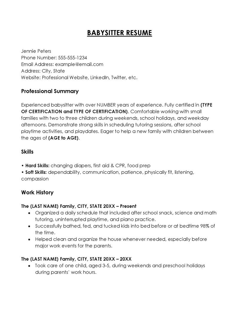 Babysitter Resume Samples Skills - Resume For Babysitter 04 1 0x0 
