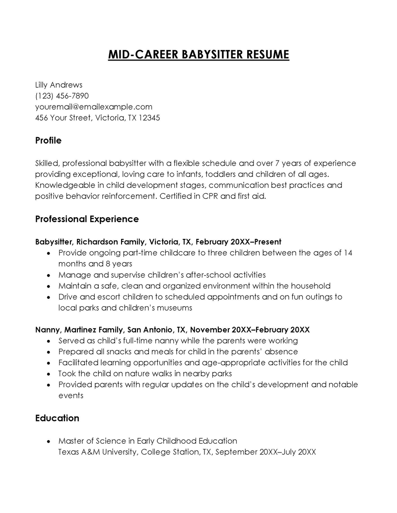 Babysitter Resume Samples Skills - Resume For Babysitter 07 0x0 