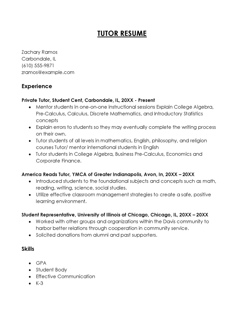 Tutor Resume Done Right Expert - Resume For Tutor 12 0x0 