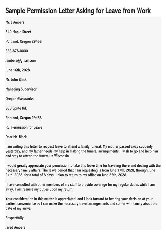 Leave Permission letter How to Write [With Samples]